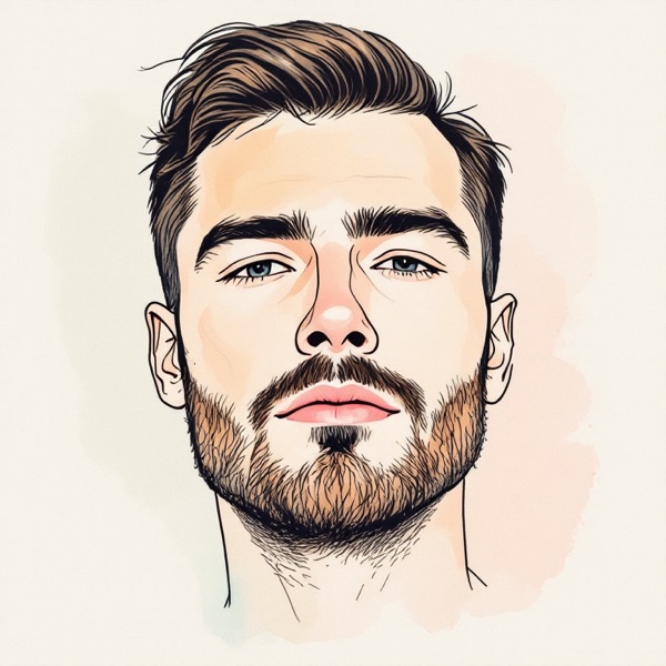 Stubble with defined lines, one of the round face hairstyles for men