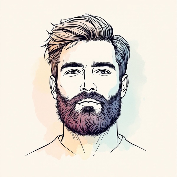 Rounded full beard for a square face shape