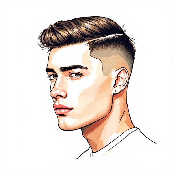 Rounded crew cut, a style in the AI hairstyle changer