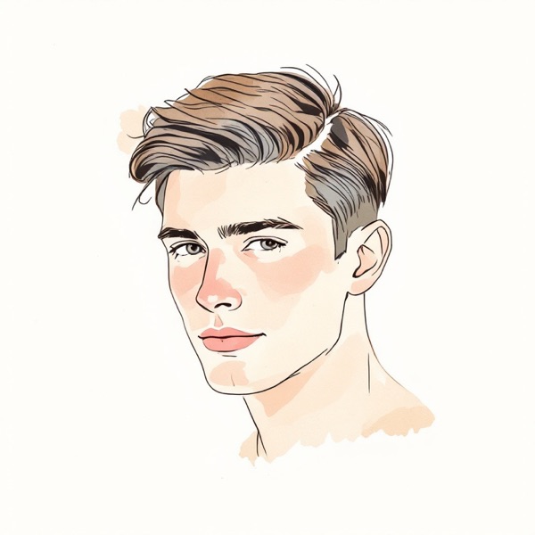 Face shape men guide: Side part with medium volume