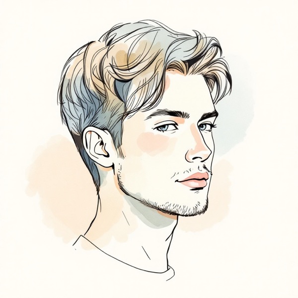 Side part with texture for a square face shape