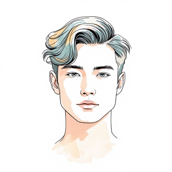 Side part with volume for a round face shape