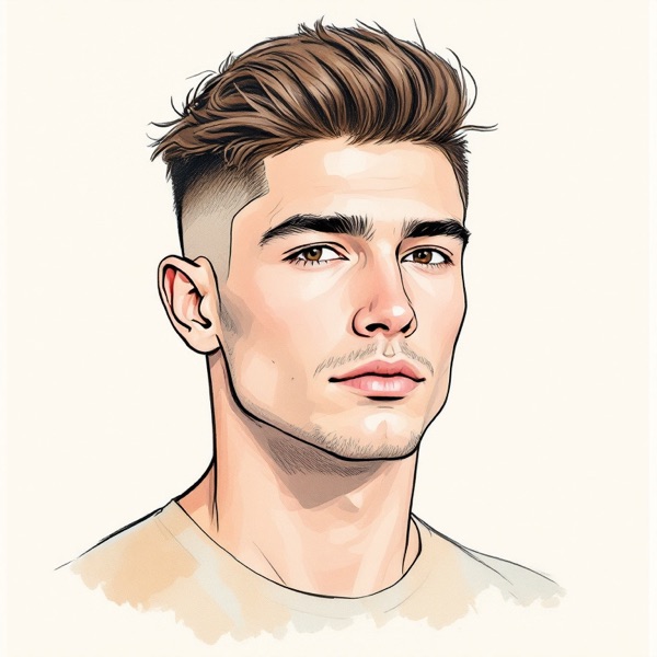 Taper fade with fringe, one of the oval face hairstyles for men
