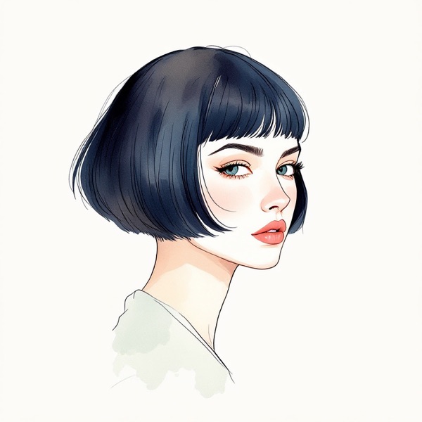 Blunt bob at the jaw for a square face shape