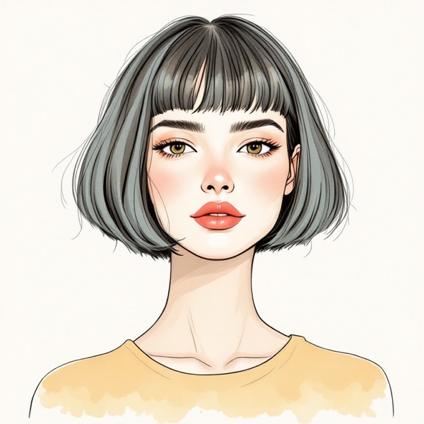 Chin-length blunt bob for a triangle face shape
