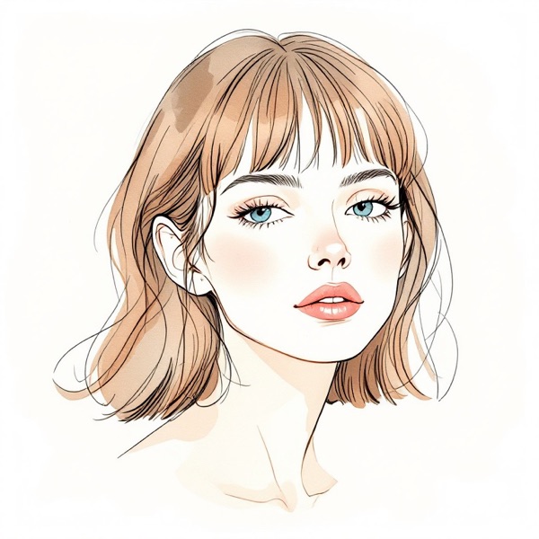Full rounded fringe for a round face shape