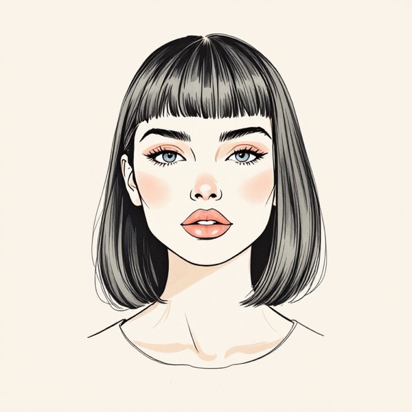 Flat sides covering the cheekbones for an oval face shape