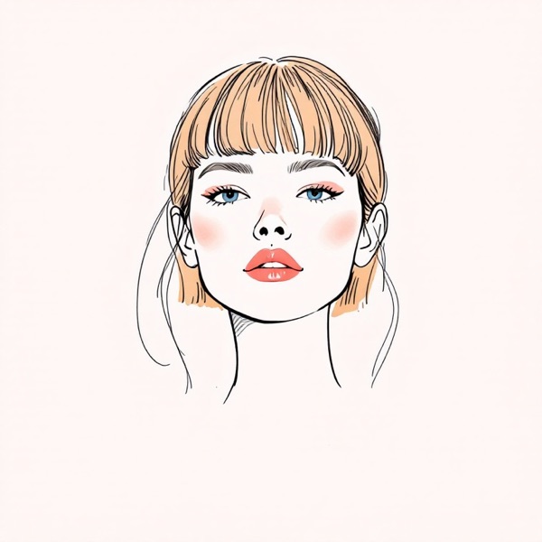 Heavy blunt fringe for an oval face shape