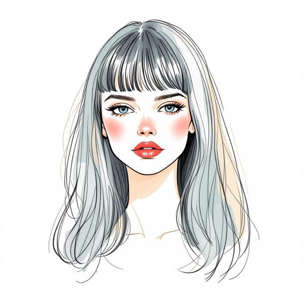 Long straight hair without layers for an oblong face shape