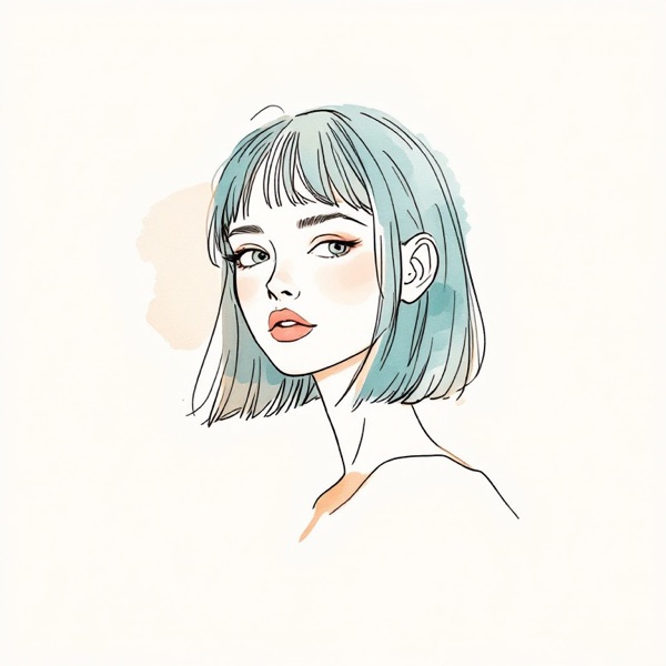 Straight mid-length, a style in the AI hairstyle changer