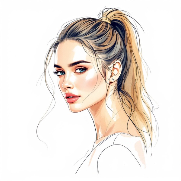 High ponytail, one of the hairstyles for round face shapes