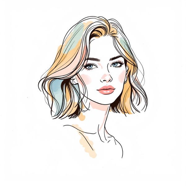 Illustration of a layered lob haircut