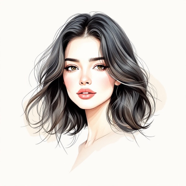 Long layers with waves for a square face shape