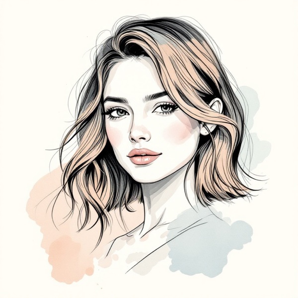 Side part with crown volume for a round face shape