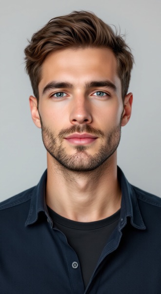Before the AI hairstyle changer: a synthetic model, not a real person