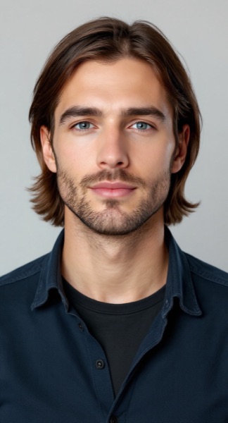 AI hairstyle changer result: Medium-length flow (AI-generated preview)