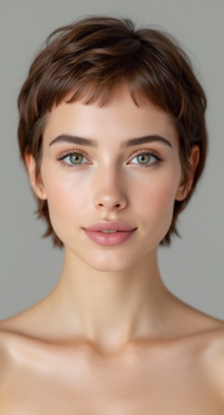 AI hairstyle changer result: Pixie cut (AI-generated preview)